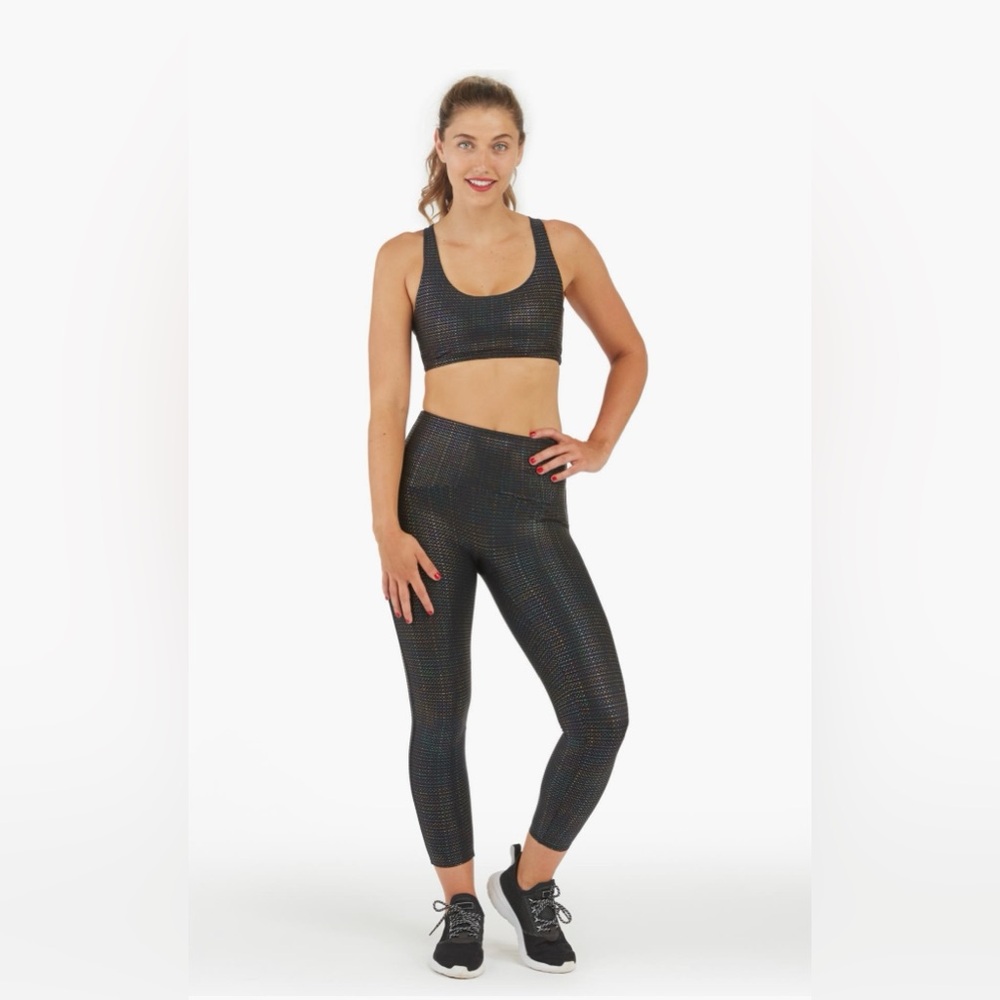 NWT SPANX METALLIC DOT PRINT ACTIVE 7/8 LEGGINGS IN NAVY/MULTI 2X